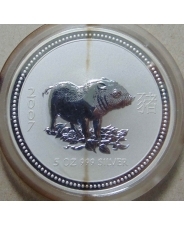 Австралия 8 долларов 2007 Год  Свиньи  Ag 5 унций 